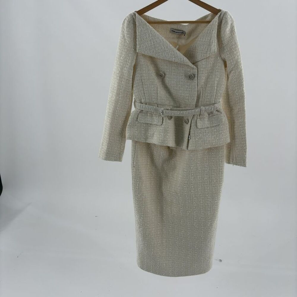 Self-Portrait Cream Tweed Pencil Skirt Suit Set